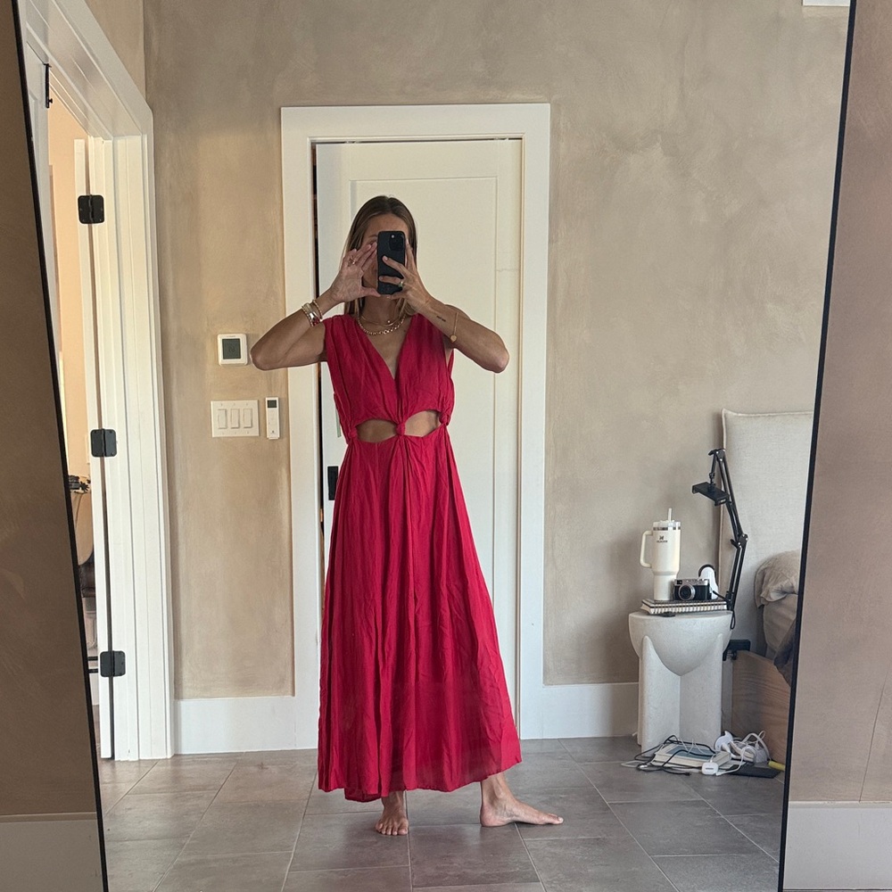 Women’s Cutout Maxi Dress in Red